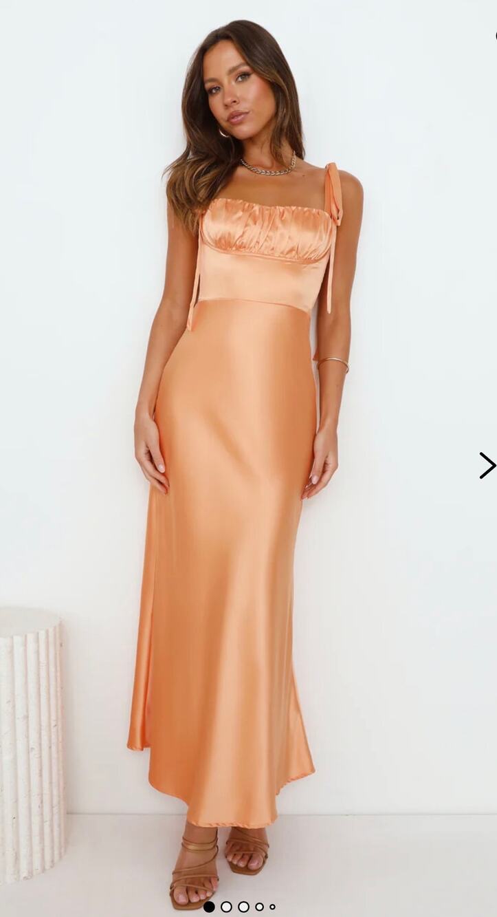 Hello Molly Define Luxury Satin Maxi Dress Orange Peach XL